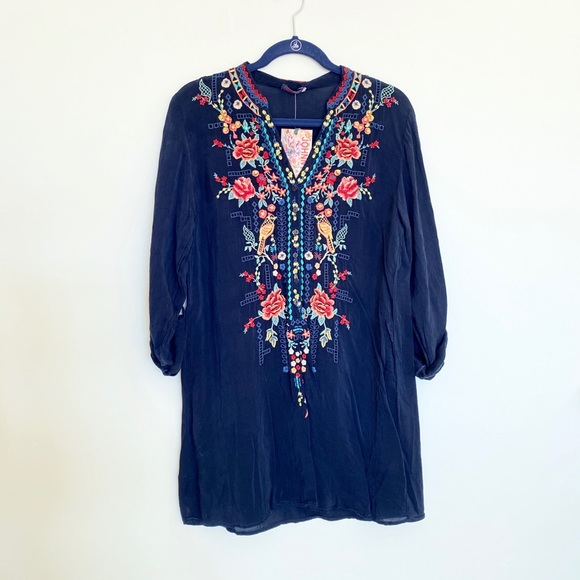 Johnny Was • NWT Navy Embroidered Tunic Top - Picture 1 of 6
